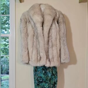 luxury real Fox Fur plush coat soft lush silver artic Holiday Gatsby flapper